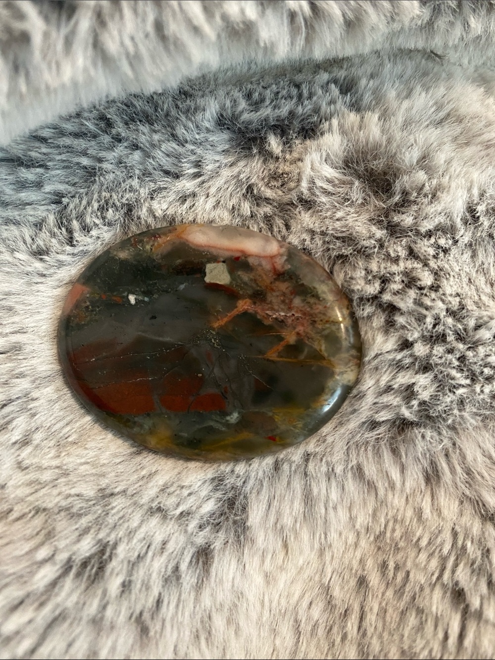 Polished Multicolor Jasper Palm Stone - Green & Red Tones